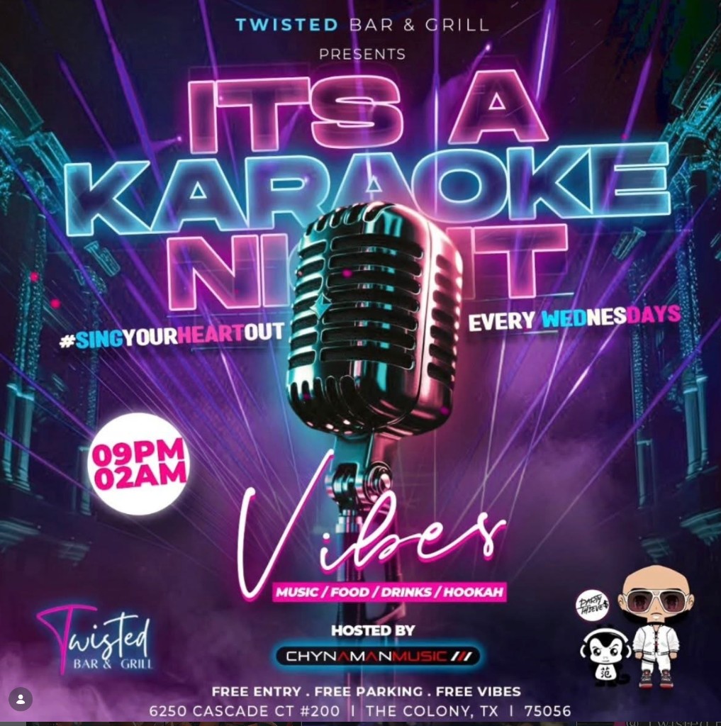 Karaoke Night every Wednesday at Twisted Bar and Grill